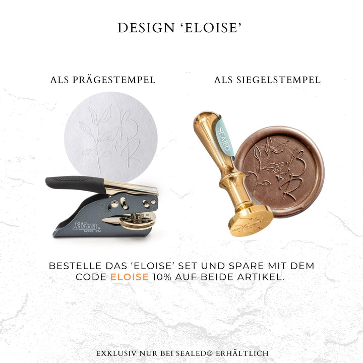 Personalisierter Prägestempel mit anpassbaren Initialen, Design "Eloise"